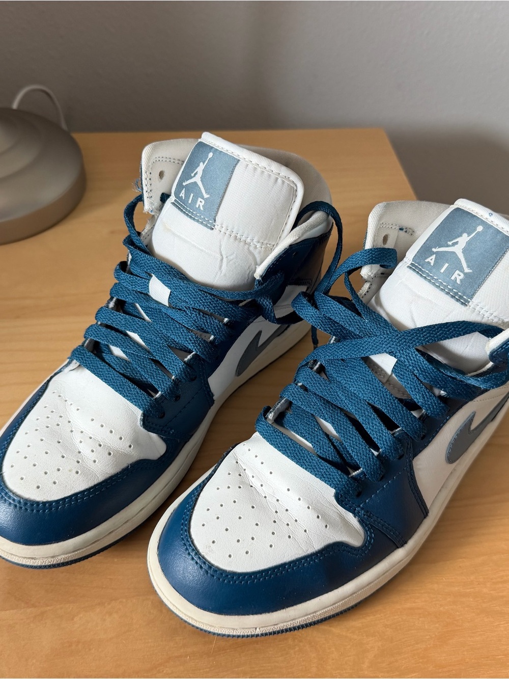 Jordan Kids' High-Top Sneakers in White & Teal Blue